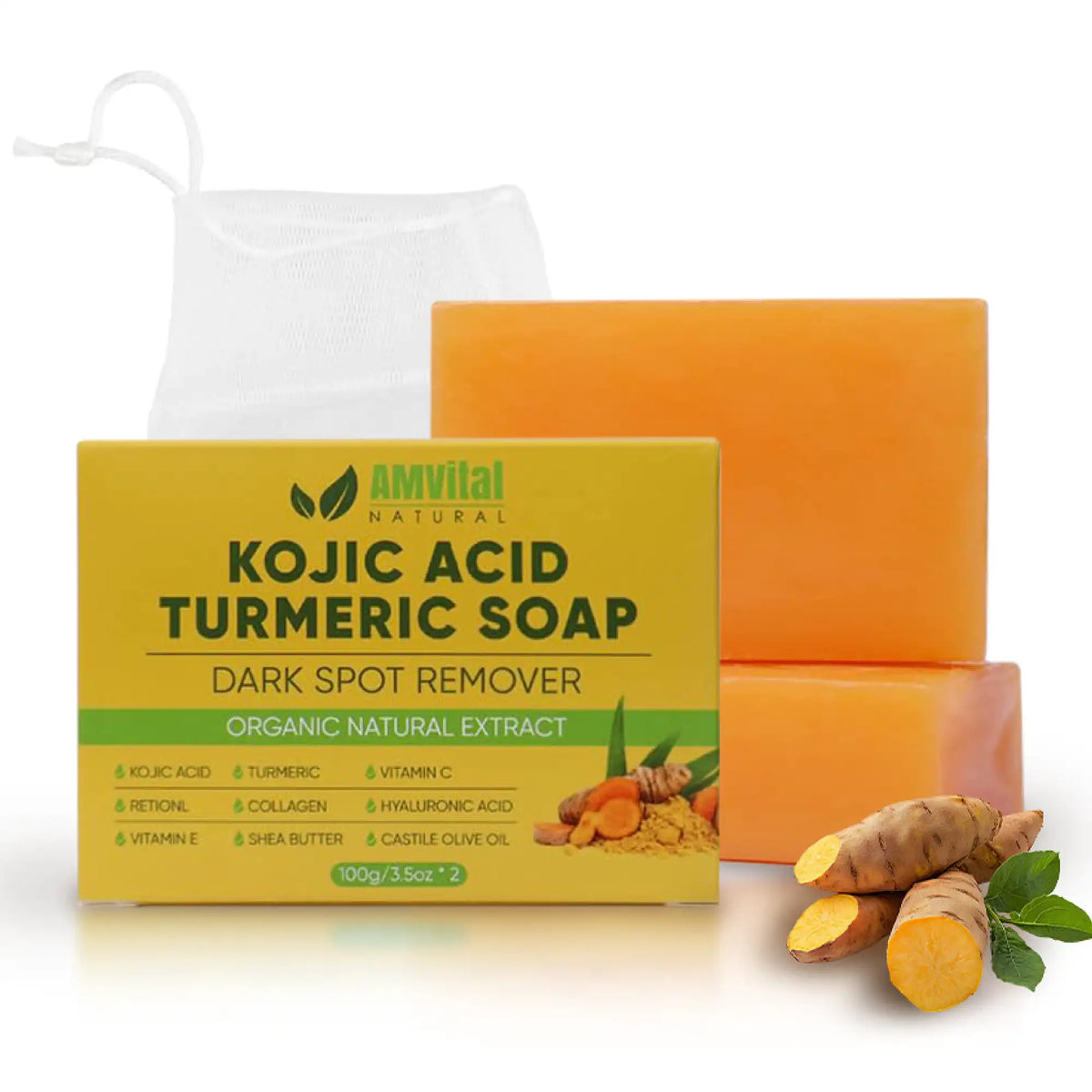AMVital Turmeric Kojic Acid Soap Bar — Dark Spot & Mark Fading Soap